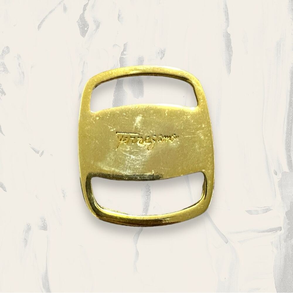 Salvatore Ferragamo Gold Plated Wide Metal Buckle